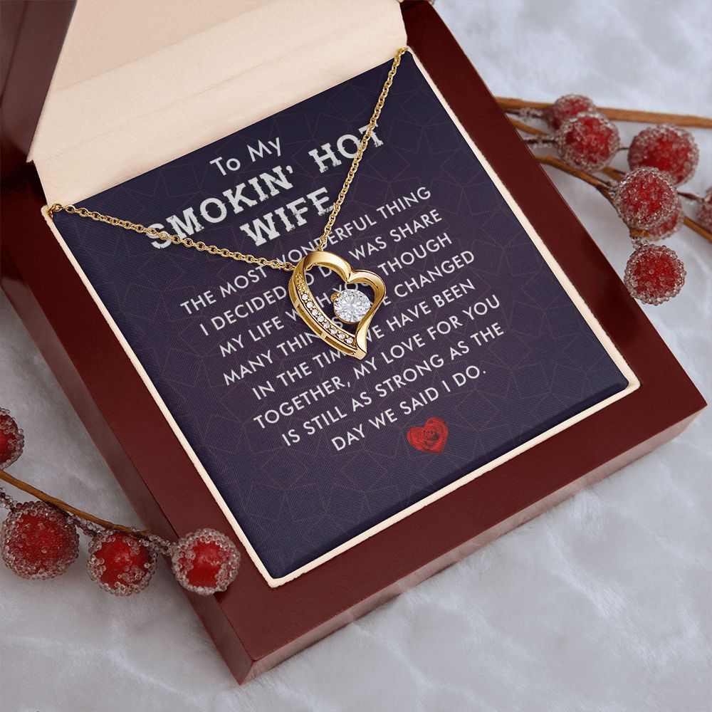 Couples Gifts, Smokin' Hot Wife Necklace Gifts From Husband, Wedding Anniversary Jewelry For Wife From Husband, Wife Birthday From Husband, To My Unbiological Sister Message Card and Gift Box styles On Birthday, Christmas, Anniversary  Forever Love