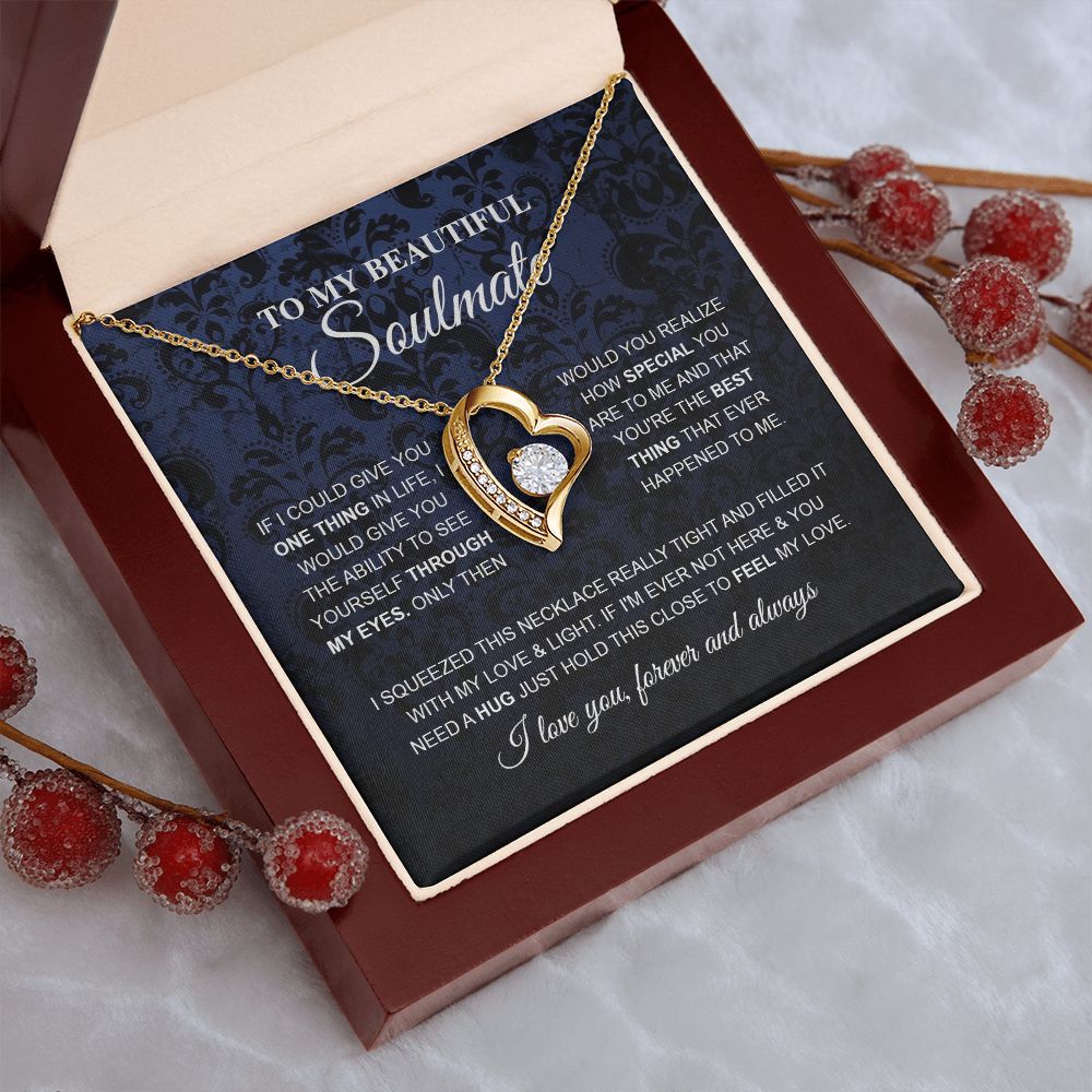 To My Beautiful Soulmate Necklace, Love Necklace for Girlfriend, Soulmate Jewelry, Soulmate Necklace, Future Wife Gift, Necklace for Wife from Husband Necklace Message Card and Gift Box Styles on Birthday, Christmas, Wedding, Anniversary Forever Love
