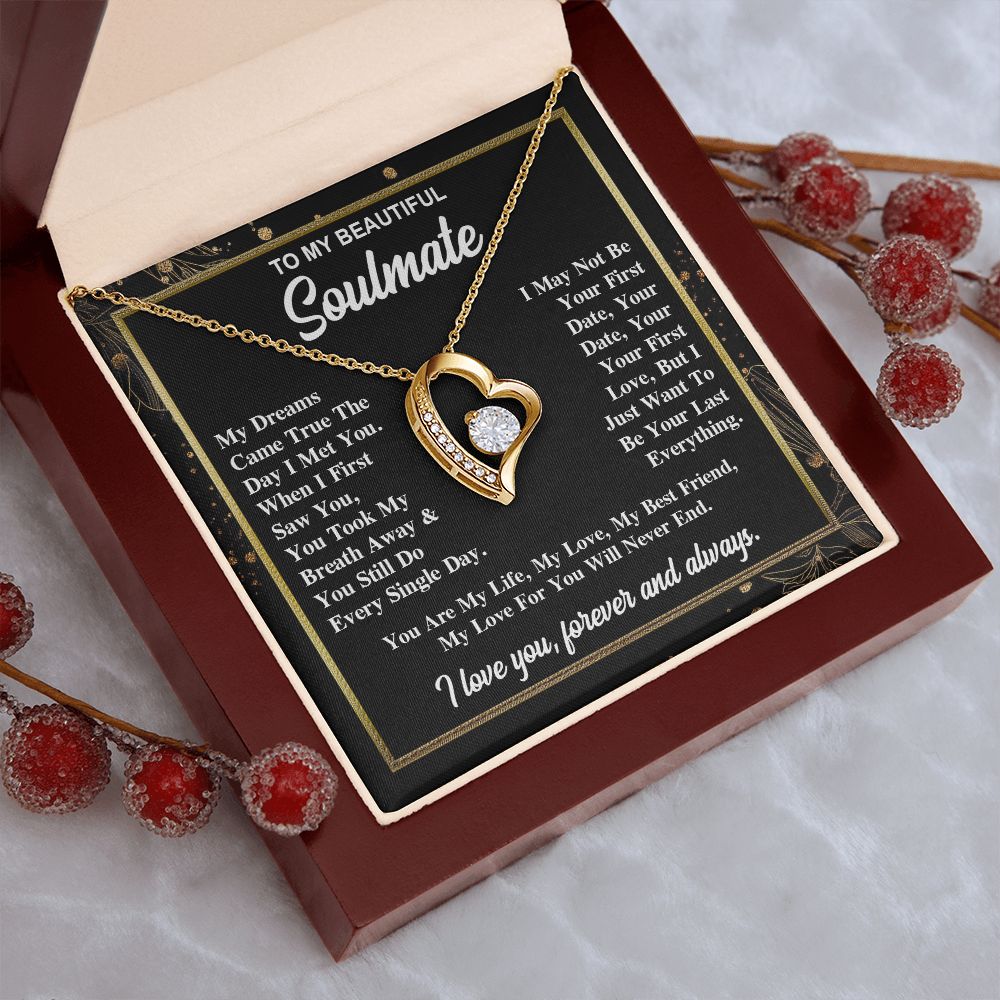 To My Soulmate Necklace Gift for Her, Soulmate Necklace, Necklaces for Wife from Husband, Birthday To My Wife Necklace, Soulmate Gifts, Necklace Message Card and Gift Box Styles on Birthday, Wedding, Anniversary, Valentine Forever Love