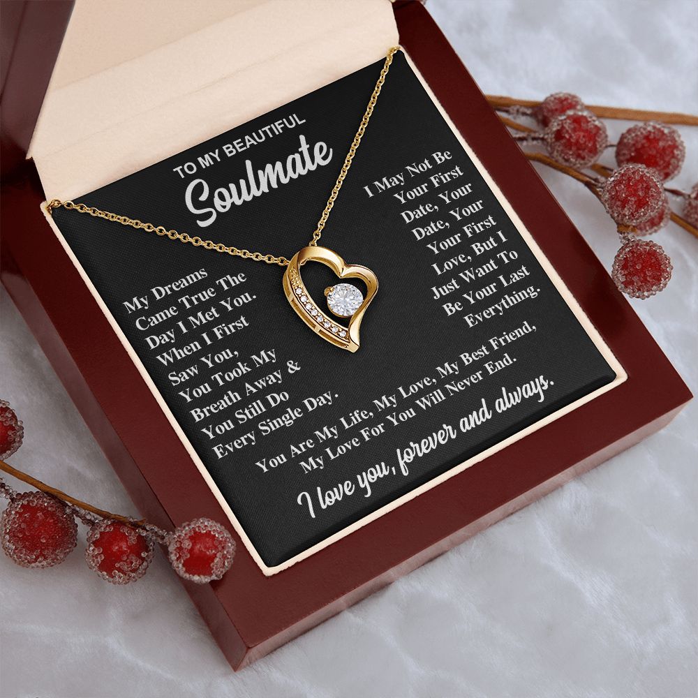 To My Soulmate Necklace Gift for Her, Soulmate Jewelry, Necklaces for Wife from Husband, Anniversary, To My Wife Necklace, Soulmate Gifts, Necklace Message Card and Gift Box Styles on Birthday, Wedding, Anniversary, Valentine Forever Love
