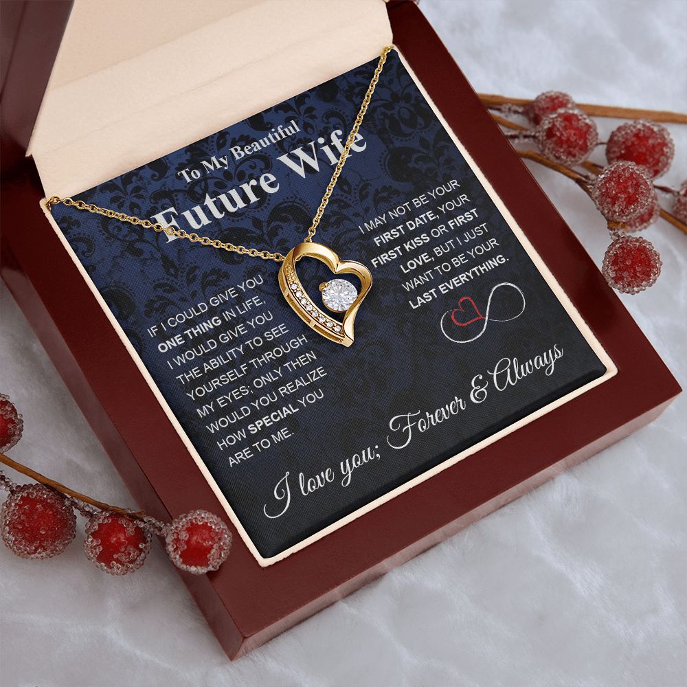 Future Wife Necklace My Last Everything, Promise Necklace For Her, Fiance Gifts For Her, Wedding Gifts For Future Wife With Message Card Box LED, Soulmate Necklace For Women, To My Wife Necklace Forever Love