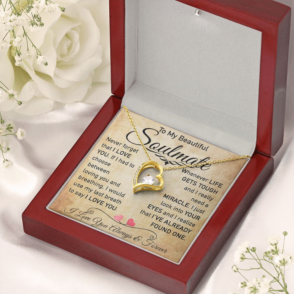 My Beautiful Soulmate Necklace Future Wife Gifts, Promise Necklace For Her, Fiance Gifts For Her, Valentine Gifts For Soulmate From Husband With Message Card Box LED, Soulmate Necklace For Women, To My Wife Necklace Forever Love