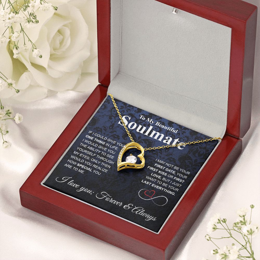 To My Beautiful Soulmate Necklace My Last Everything, Promise Necklace For Her, Fiance Gifts For Her, Wedding Gifts For Future Wife With Message Card Box LED, Soulmate Necklace For Women, To My Wife Necklace Forever Love