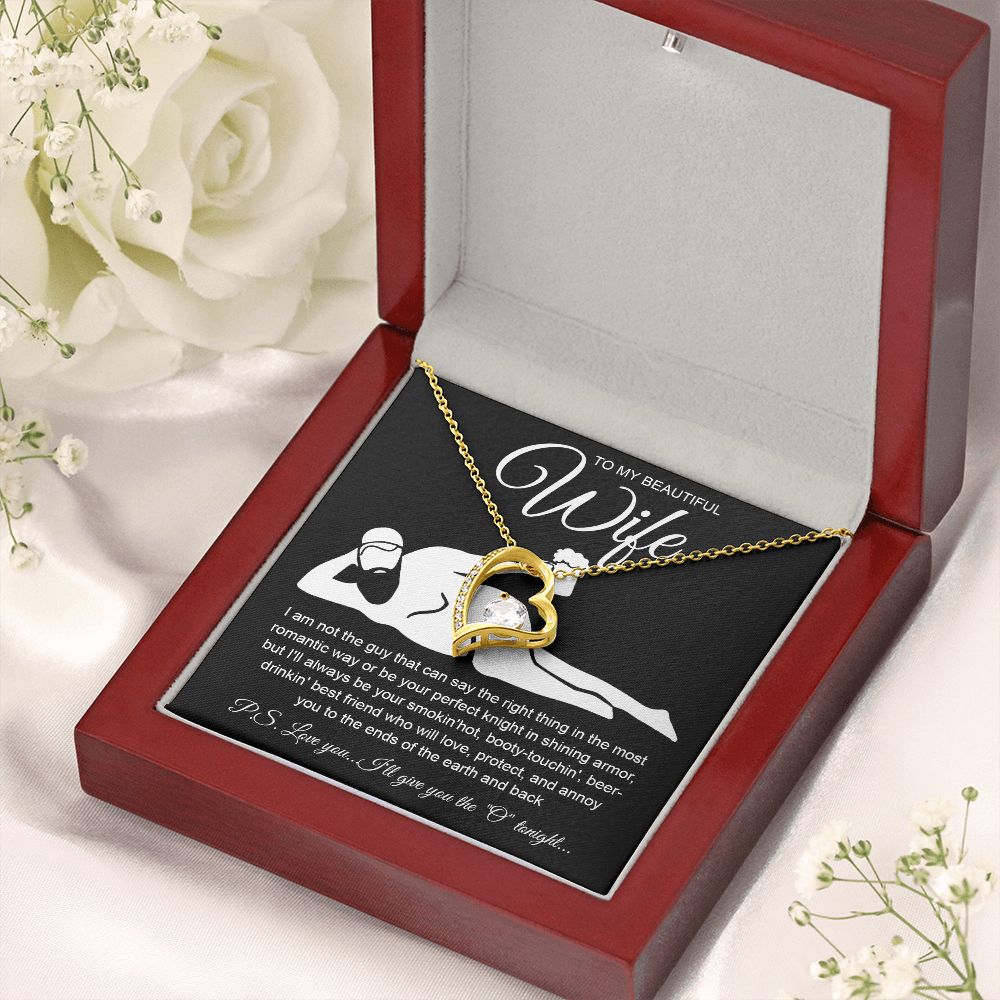 To My Beautiful Wife Necklace For Women, Funny Gifts For Girlfriend,Valentine Christmas Presents For Girlfriend, Best Birthday Meaningful Gift Ideas For Wife, Women Romantic Jewelry For Her Anniversary Message Card and Gift Box Styles Forever Love