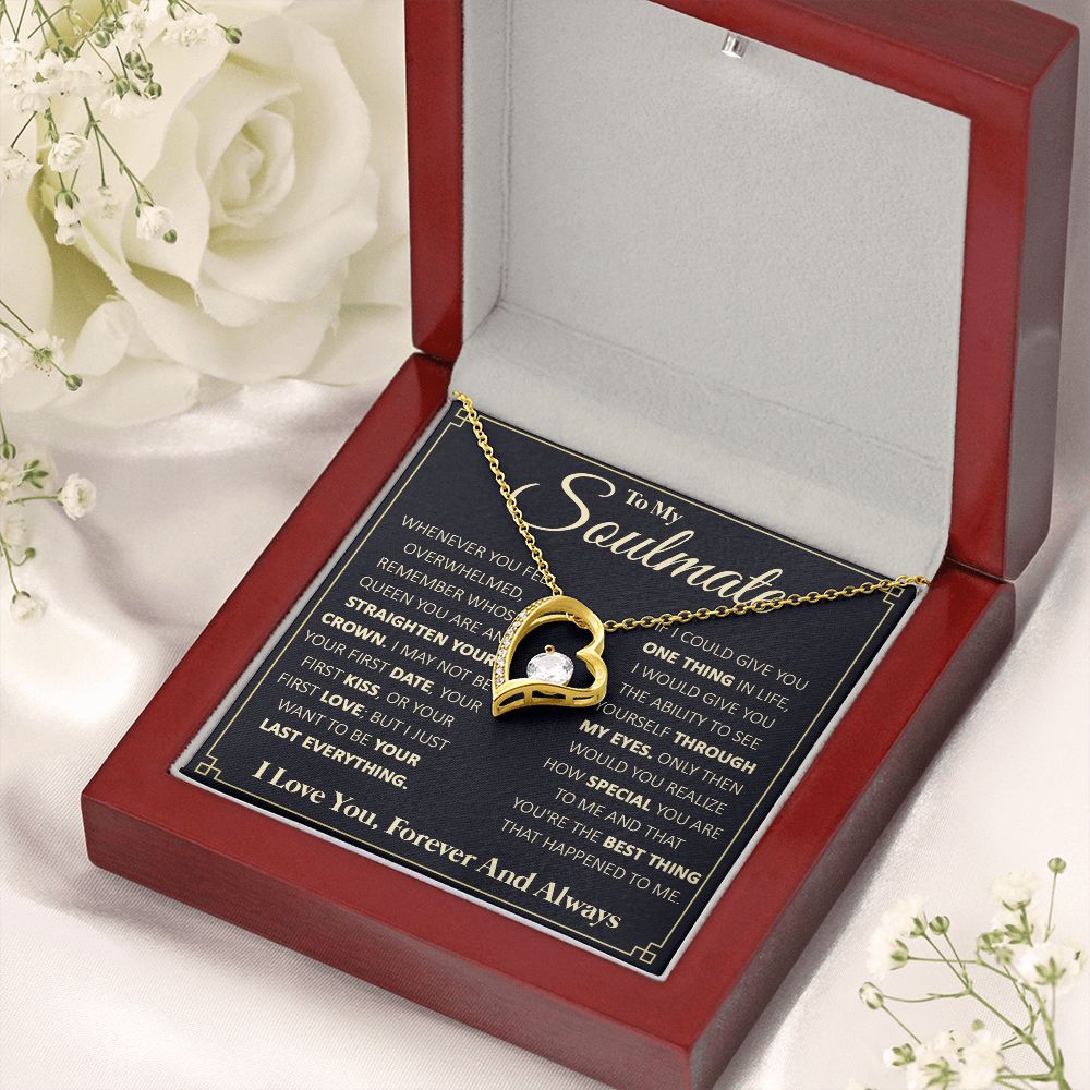 Couples Gifts, To My Beautiful Soulmate Necklace From Husband, Necklace For Wife From Husband, Wife Wedding From Husband, To My Wife, Necklace Custom Name Message Card and Gift Box Styles on Birthday, Christmas, Wedding, Anniversary Forever Love