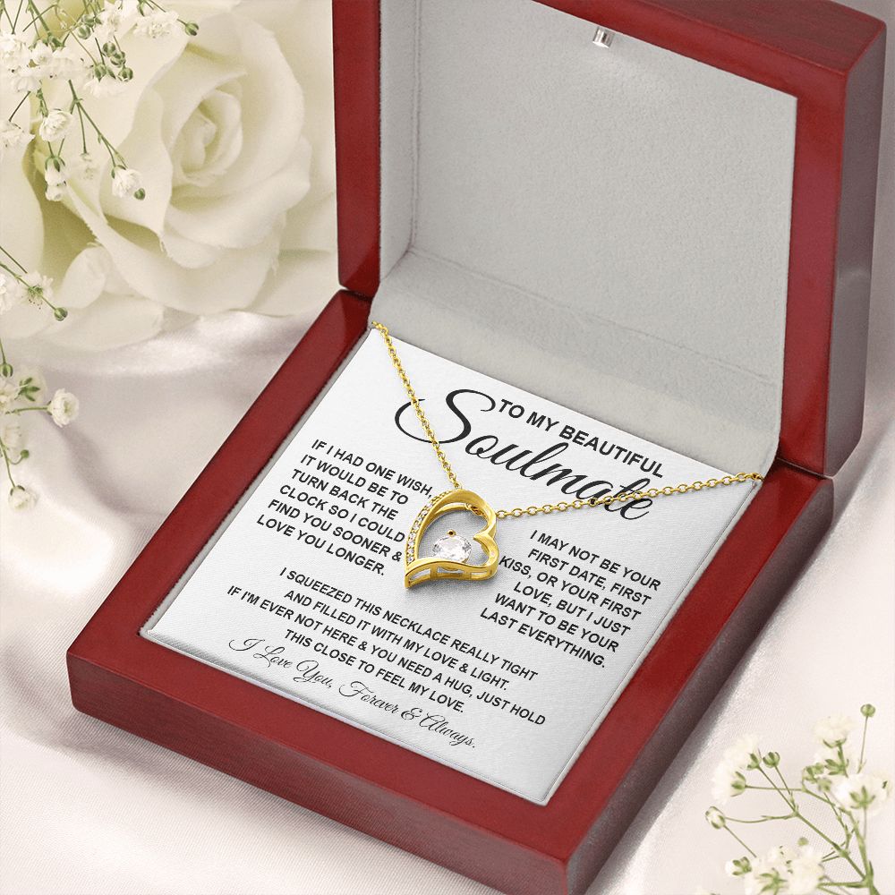 To My Beautiful Soulmate Necklace, Soulmate Jewelry For Women, Wife Necklace From Husband, Soulmate Gifts For Her, To My Future Wife Necklace Message Card and Necklace Gift Box Gift Box Styles on Birthday, Wedding, Anniversary, Valentine Forever Love