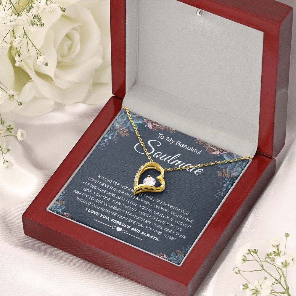 To My Beautiful Soulmate Necklace Gifts for Wife from Husband, Soulmate Valentine Gifts, Gift for Wife, Message Card and Necklace Gift Box Gift Box Styles on Birthday, Wedding, Anniversary, Valentine Forever Love