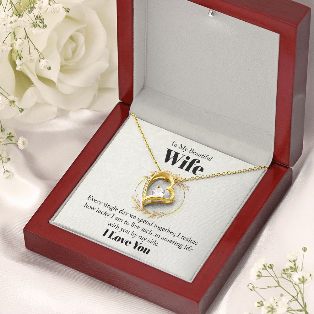 Wife Necklace Gifts From Husband, Wedding Anniversary Jewelry For Wife From Husband, Wife Birthday From Husband, Necklaces For Wife From Husband To My Wife Necklace, Necklace Message Card and Gift Box Styles on Birthday, Christmas, Anniversary  Forever Lo