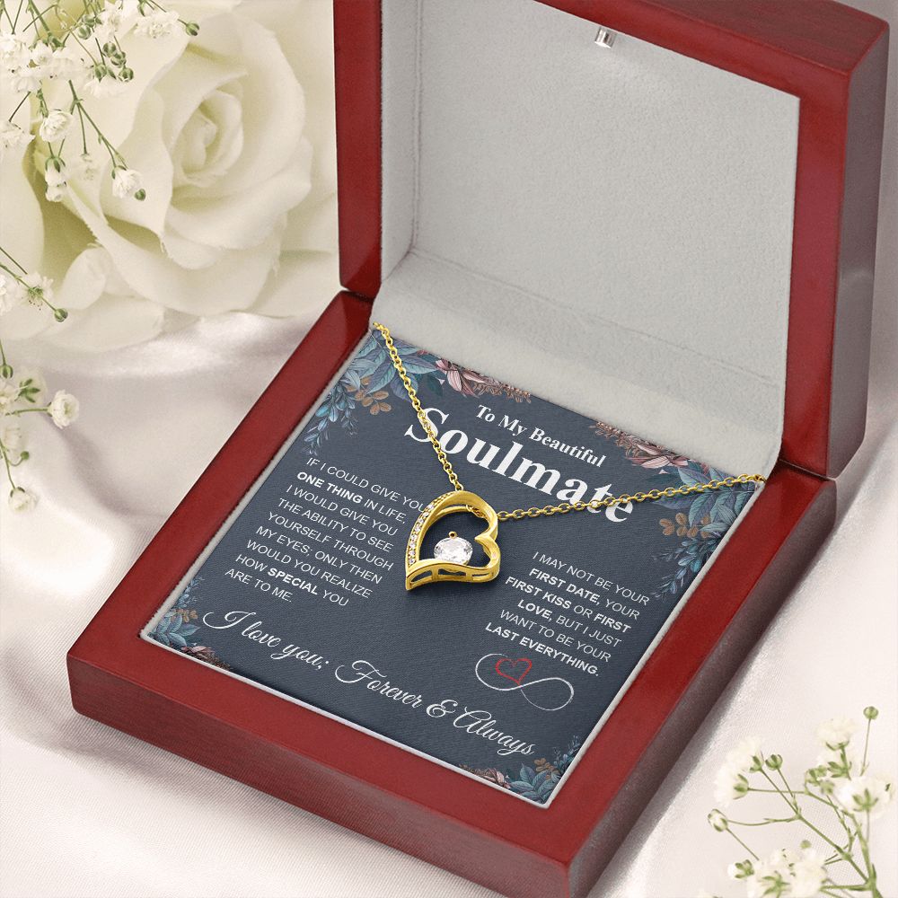 To My Beautiful Soulmate Necklace My Last Everything, Promise Necklace For Her, Fiance Gift For Her, Wedding Gifts For Future Wife With Message Card Box LED, Soulmate Necklace For Women, To My Wife Necklace Forever Love