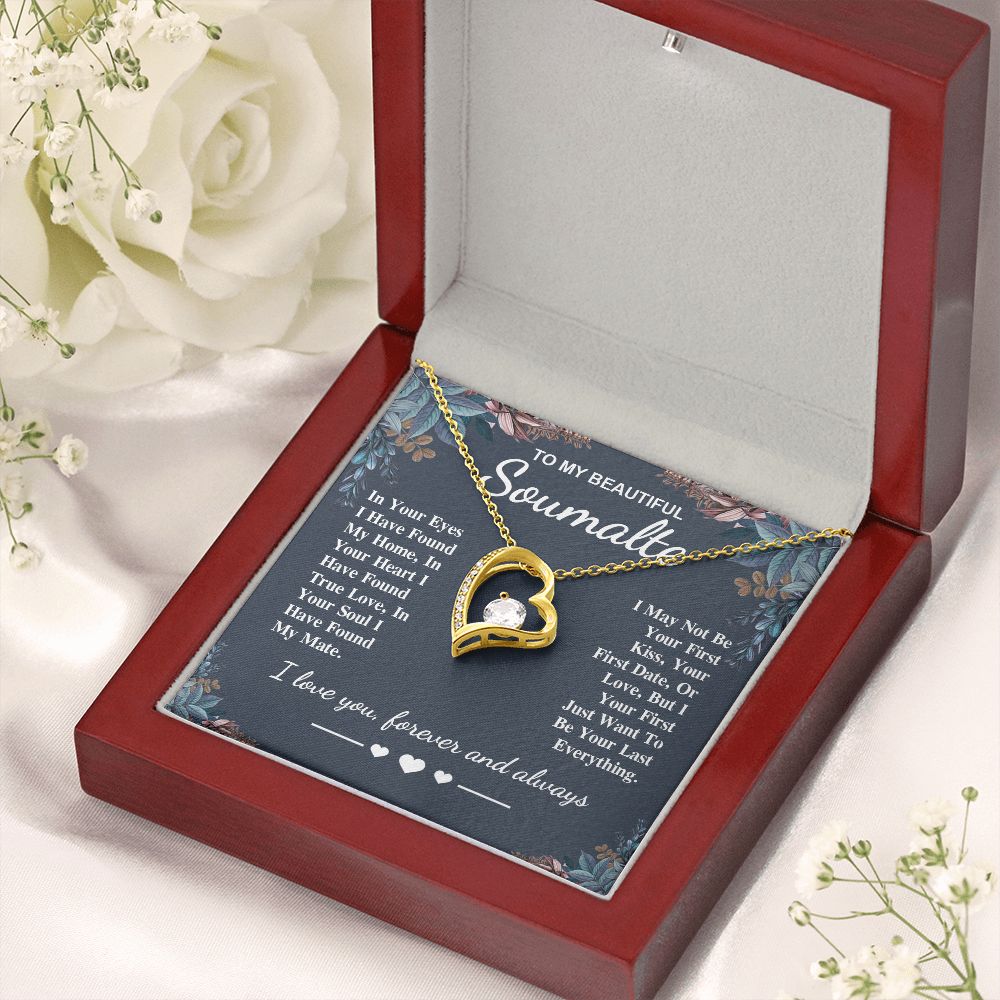 To My Beautiful Soulmate Necklace Gift, Soulmate for Wife Valentine Gifts from Husband, Birthday for Women, Soulmate Gifts, Message Card and Necklace Gifts Box Gift Box Styles on Birthday, Wedding, Anniversary, Valentine Forever Love