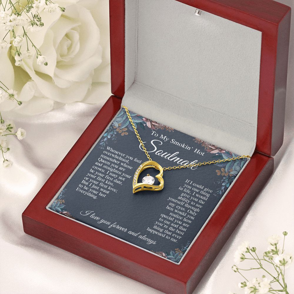 To My Smokin' Hot Soulmate Necklace, Valentine Anniversary Jewelry Gifts for Women, Anniversary Gifts For Wife From Husband To My Wife Necklace Message Card and Necklace Gift Box Gift Box Styles on Birthday, Wedding, Anniversary, Valentine Forever Love