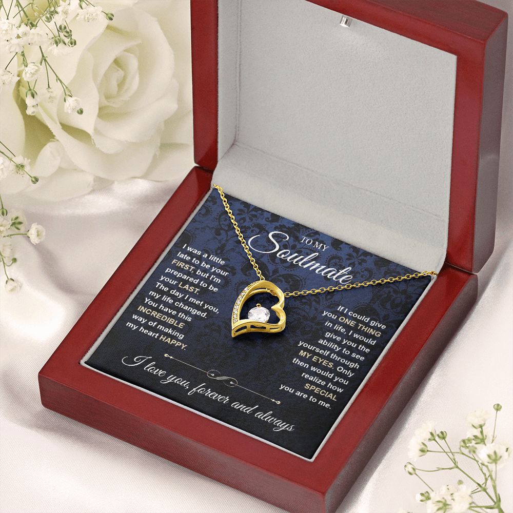 To My Soulmate Necklace for Women, Necklaces Gift For Wife from Husband, Soulmate Jewelry to My Future Wife Necklace and Necklace For Girlfriend with Message Card and Necklace Gift Box Gift Box Styles on Birthday, Christmas, Wedding, Anniversary Forever L
