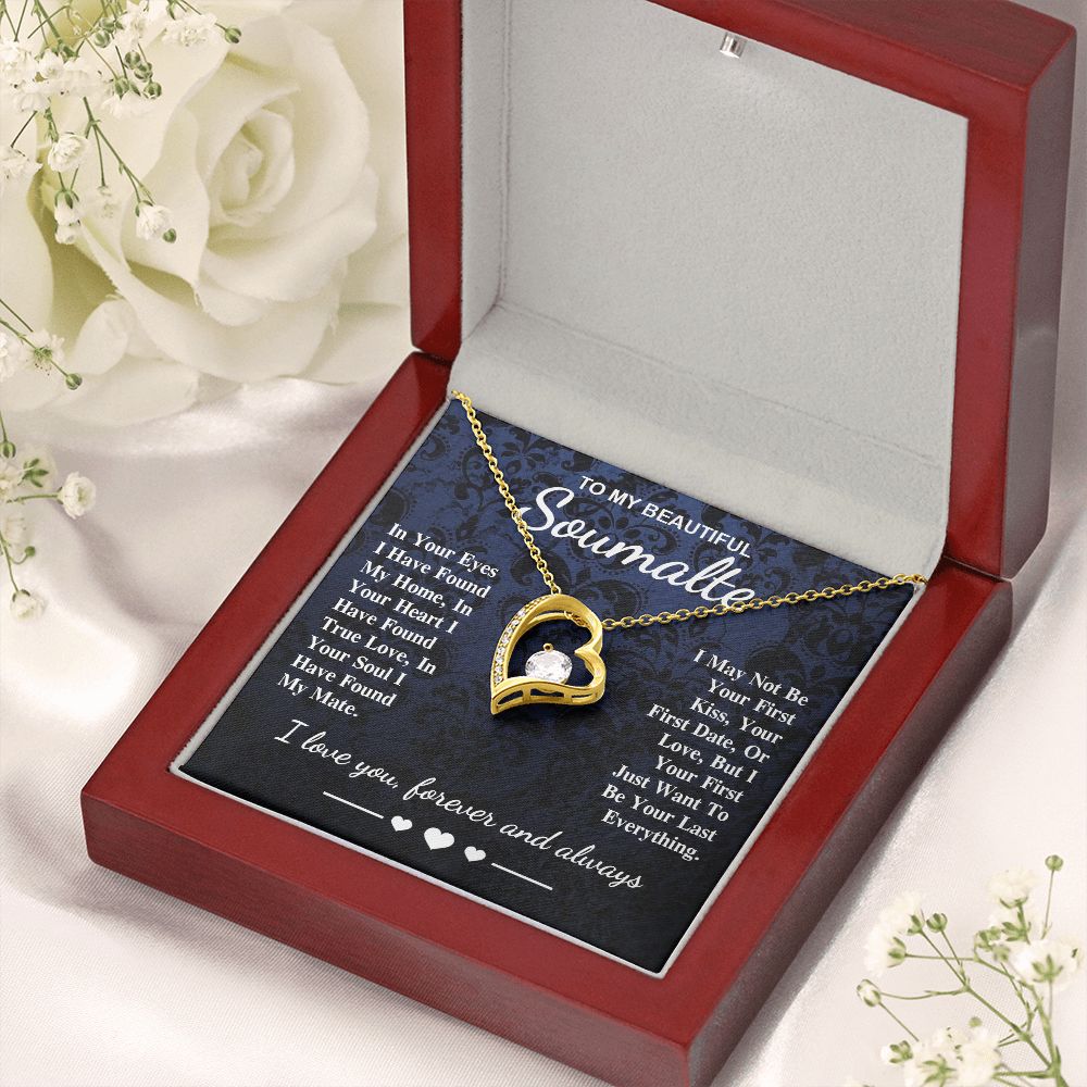 To My Beautiful Soulmate Necklace Gift, Soulmate for Wife Birthday Gifts from Husband, Wedding for Women, Soulmate Gifts, Message Card and Necklace Gifts Box Gift Box Styles on Birthday, Wedding, Anniversary, Valentine Forever Love