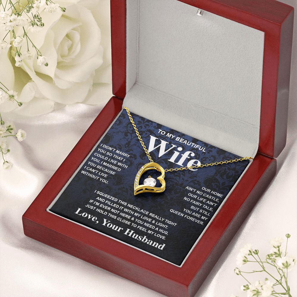 Wife Necklace Gift From Husband To My Badass Wife Valentines Day Anniversary Jewelry with Message Card and Gift Box. Gift for Wife. Necklace Gift Set for Wife Message Card and Necklace Gifts Box Gift Box Styles Forever Love
