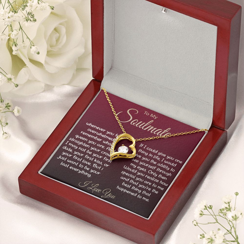 To My Soulmate Necklace For Women, Couple Gifts For Girlfriend, Valentine Christmas Presents For Girlfriend, Valentine Necklace Gifts For Wife, Women Romantic Jewelry For Her Vanlentine Day's Message Card and Gift Box Styles Forever Love