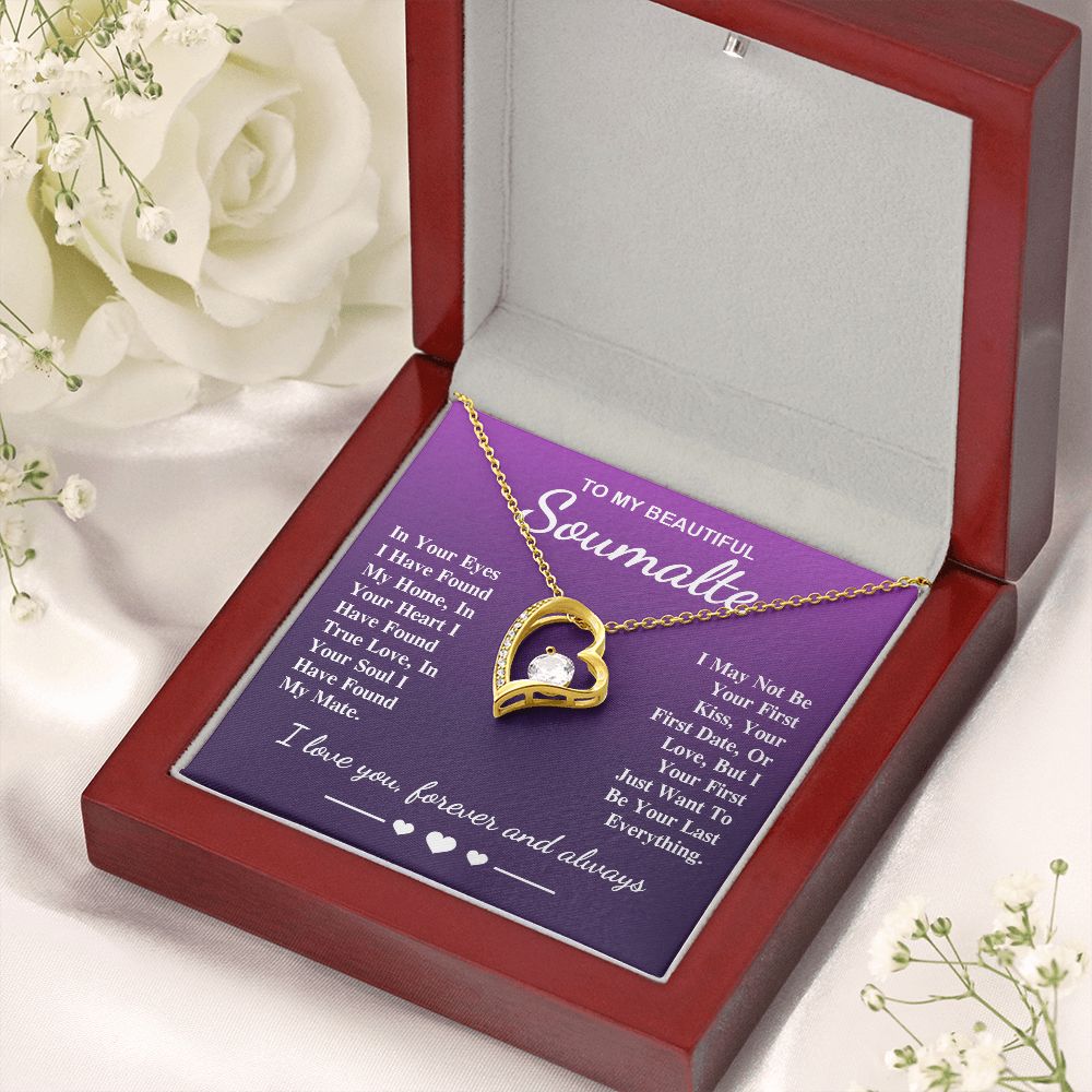 To My Beautiful Soulmate Necklace Gift, Soulmate for Wife Birthday Gifts from Husband, Valentine for Women, Soulmate Gifts, Message Card and Necklace Gifts Box Gift Box Styles on Birthday, Wedding, Anniversary, Valentine Forever Love