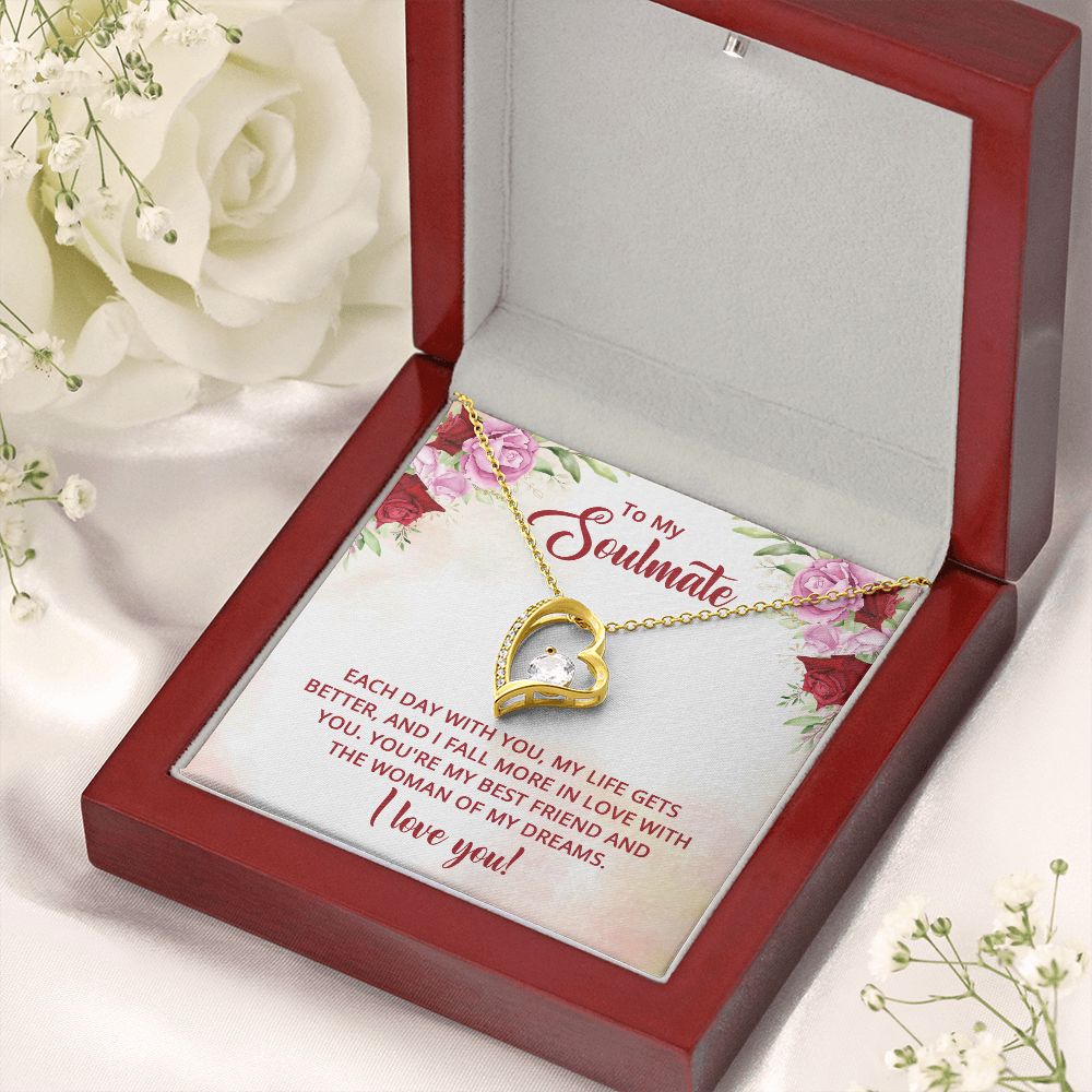 To My Soulmate Necklace I Love You Wife Love Knot Message Card and Box Gift Set for Girlfriend Women from Husband Boyfriend Couples, Meaningful Necklace Message Card and Gift Box Styles on Birthday, Christmas, Anniversary Forever Love