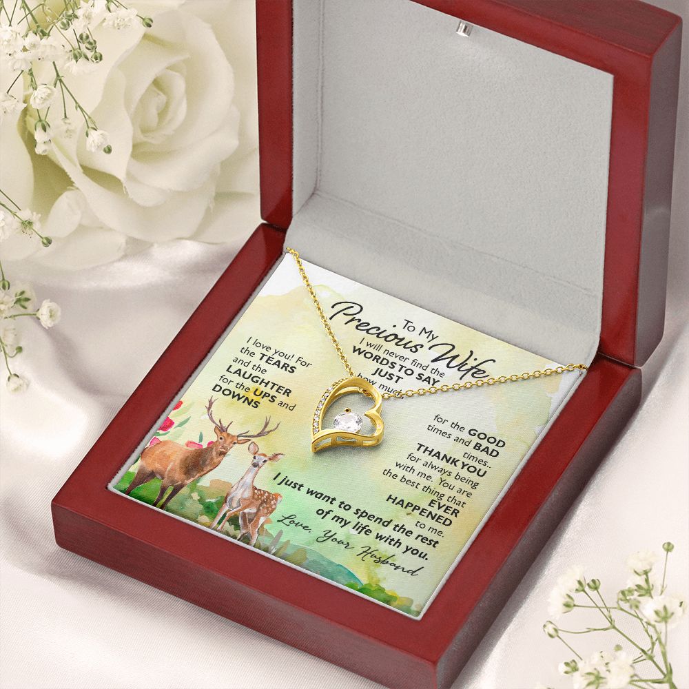 To My Preious Wife Necklace Romantic Gifts For Her Unique Necklaces For Wife From Husband Cute Valentines Day Anniversary Birthday For Wife, Love Knot Meaningful Necklace Message Card and Gift Box Styles on Birthday, Christmas, Anniversary Forever Love