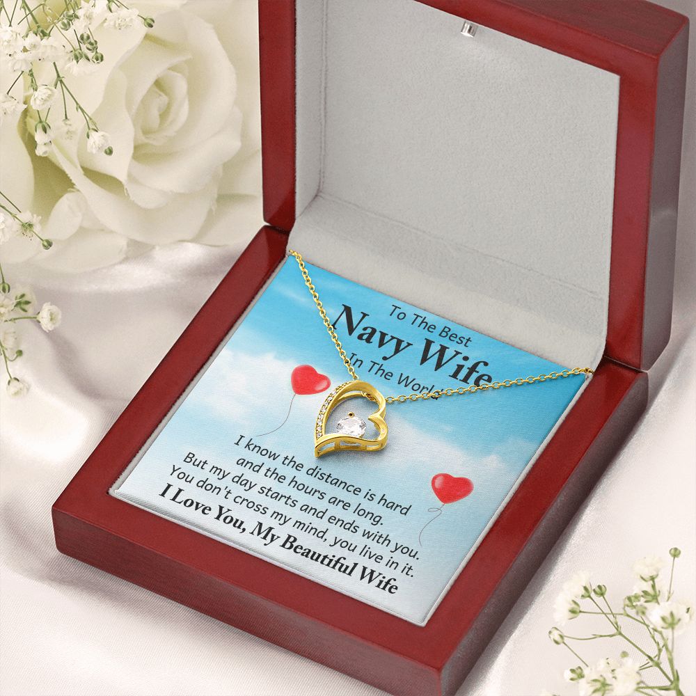 Couples Gifts, To My Navy Wife Necklace Gifts From Husband, Wedding Anniversary Jewelry For Wife From Husband, Wife Birthday From Husband, To My Soulmate Message Card and Gift Box styles On Birthday, Christmas, Anniversary  Forever Love