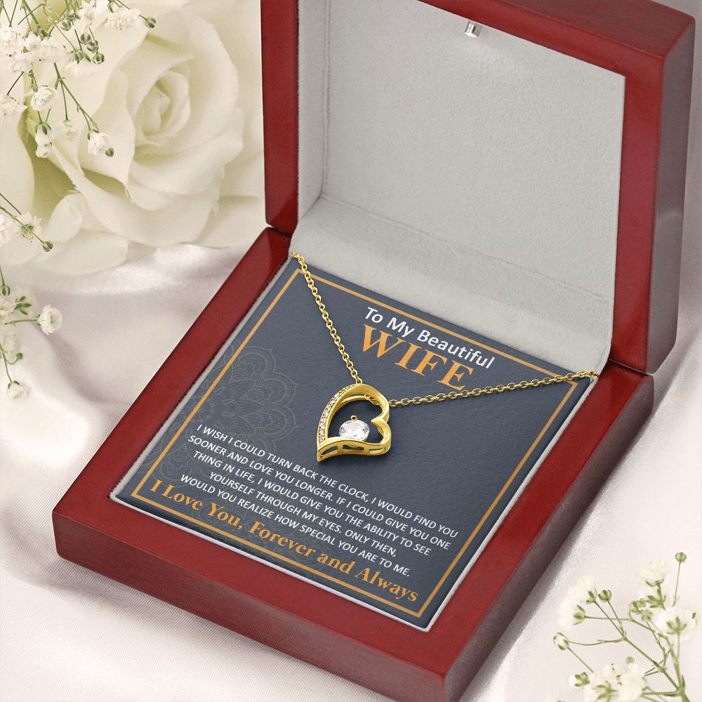 Couples Gifts, To My Beautiful Wife Necklace From Husband, Wedding Anniversary For Wife From Husband, Wife Wedding From Husband, To My Wife, Necklace Custom Name Message Card and Gift Box Styles on Birthday, Christmas, Wedding, Anniversary Forever Love