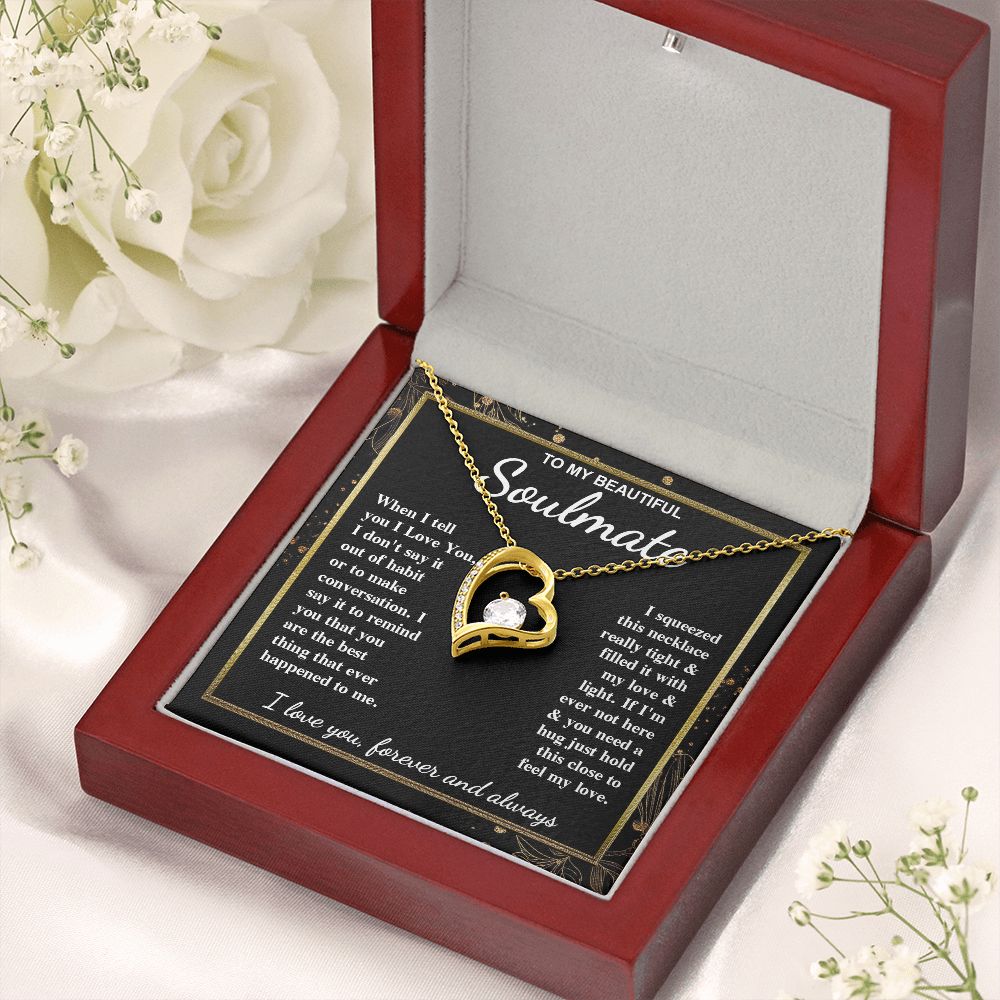 To My Beautiful Soulmate Necklace Gift for Her, Soulmate for Wife Valentine Gifts from Husband, Wedding for Women, Soulmate Gifts, Message Card and Necklace Gifts Box Gift Box Styles on Birthday, Wedding, Anniversary, Valentine Forever Love