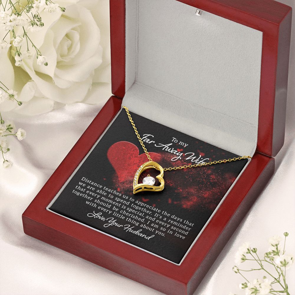 Couples Gifts, Far Away Wife Necklace Gifts From Husband, Wedding Anniversary Jewelry For Wife From Husband, Wife Birthday From Husband, To My Soulmate Message Card and Gift Box styles On Birthday, Christmas, Anniversary  Forever Love