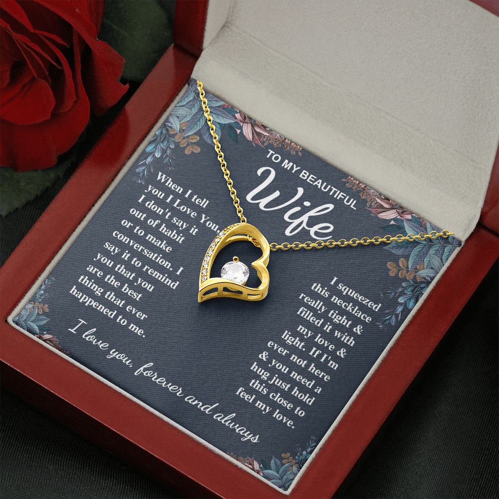 To My Beautiful Wife Necklace Gift for Her, Soulmate for Wife Valentine Gifts from Husband, Birthday for Women, Soulmate Gifts, Message Card and Necklace Gifts Box Gift Box Styles on Birthday, Wedding, Anniversary, Valentine Forever Love