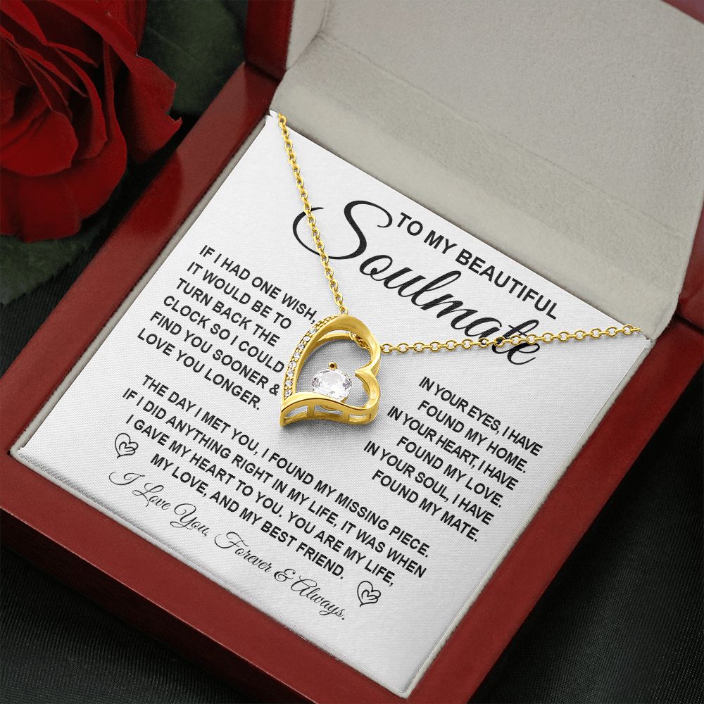To My Beautiful Soulmate Necklace Gift for Her, Soulmate for Wife Birthday Gifts from Husband, Anniversary Jewelry for Women, Soulmate Gifts, Message Card and Necklace Gifts Box Gift Box Styles on Birthday, Wedding, Anniversary, Valentine Forever Love
