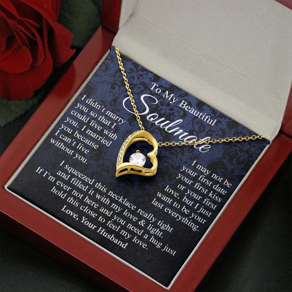Soulmate Necklace Gift From Husband, Anniversary Romantic Gifts for Wife from Husband, Soulmate Valentine Gifts Message Card and Necklace Gifts Box Gift Box Styles on Birthday, Wedding, Anniversary, Valentine Forever Love