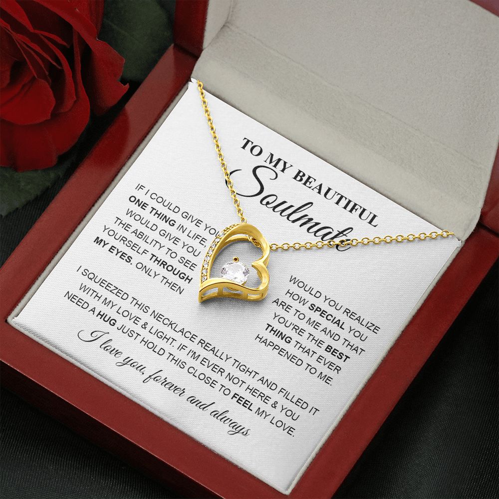 To My Beautiful Soulmate Necklace, Love knot Necklace for Girlfriend, Soulmate Jewelry, Soulmate Necklace, Future Wife Gift, Necklace for Wife from Husband, Necklace Message Card and Gift Box Styles on Birthday, Christmas, Wedding, Anniversary Forever Lov
