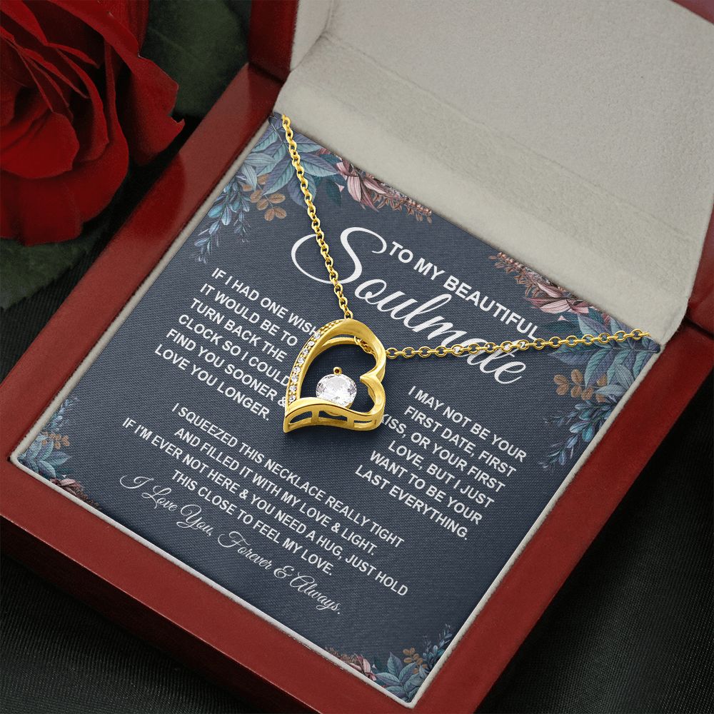 To My Beautiful Soulmate Necklace, Soulmate Jewelry For Women, Wife Necklace From Husband, Soulmate Gifts For Her, To My Future Soulmate Necklace Message Card and Necklace Gift Box Gift Box Styles on Birthday, Wedding, Anniversary, Valentine Forever Love