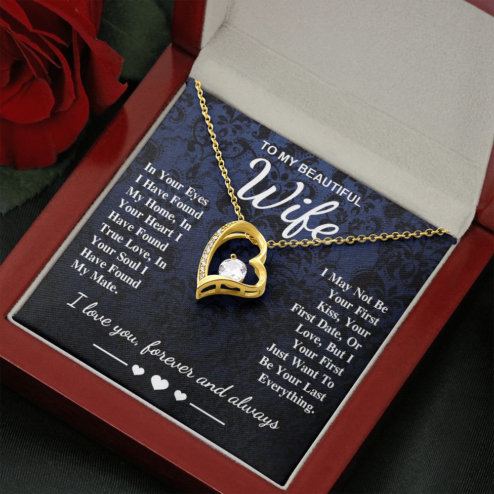To My Beautiful Wife Necklace Gift, Soulmate for Wife Birthday Gifts from Husband, Wedding for Women, Soulmate Gifts, Message Card and Necklace Gifts Box Gift Box Styles on Birthday, Wedding, Anniversary, Valentine Forever Love