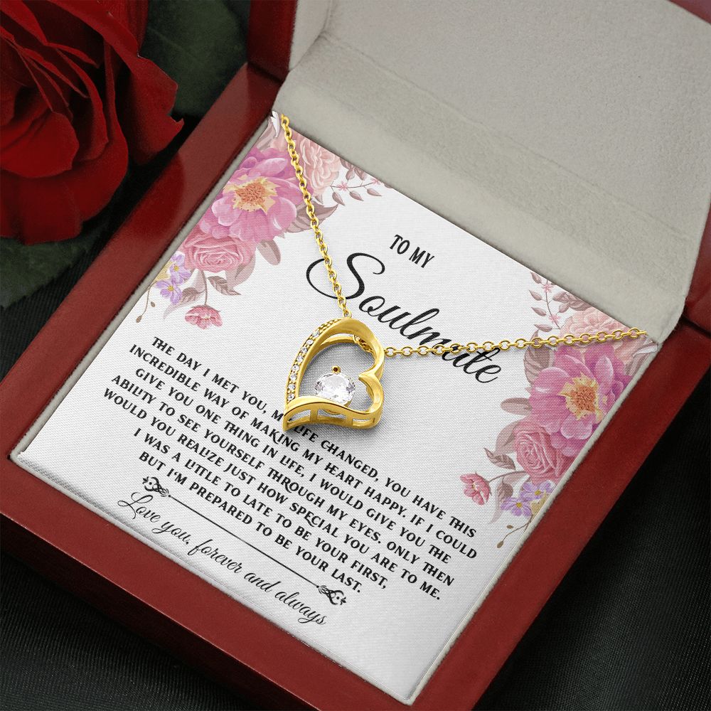 To My Soulmate Necklace, Necklaces For Wife from Husband, Soulmate Necklace to My Beautiful Wife, Necklace For Soulmate with Message Card and Necklace Gift Box Gift Box Styles on Birthday, Christmas, Wedding, Anniversary Forever Love