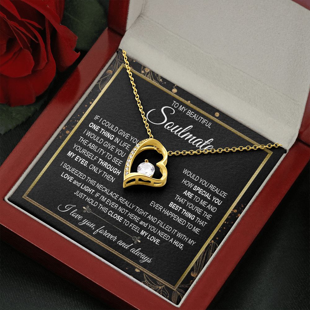 To My Soulmate Necklace for Women, Necklaces For Wife from Husband, Soulmate Necklace to My Future Wife, Necklace For Soulmate with Message Card and Necklace Gift Box Gift Box Styles on Birthday, Christmas, Wedding, Anniversary Forever Love