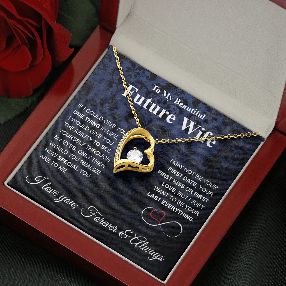 Future Wife Necklace My Last Everything, Promise Necklace For Her, Fiance Gifts For Her, Wedding Gifts For Future Wife With Message Card Box LED, Soulmate Necklace For Women, To My Wife Necklace Forever Love