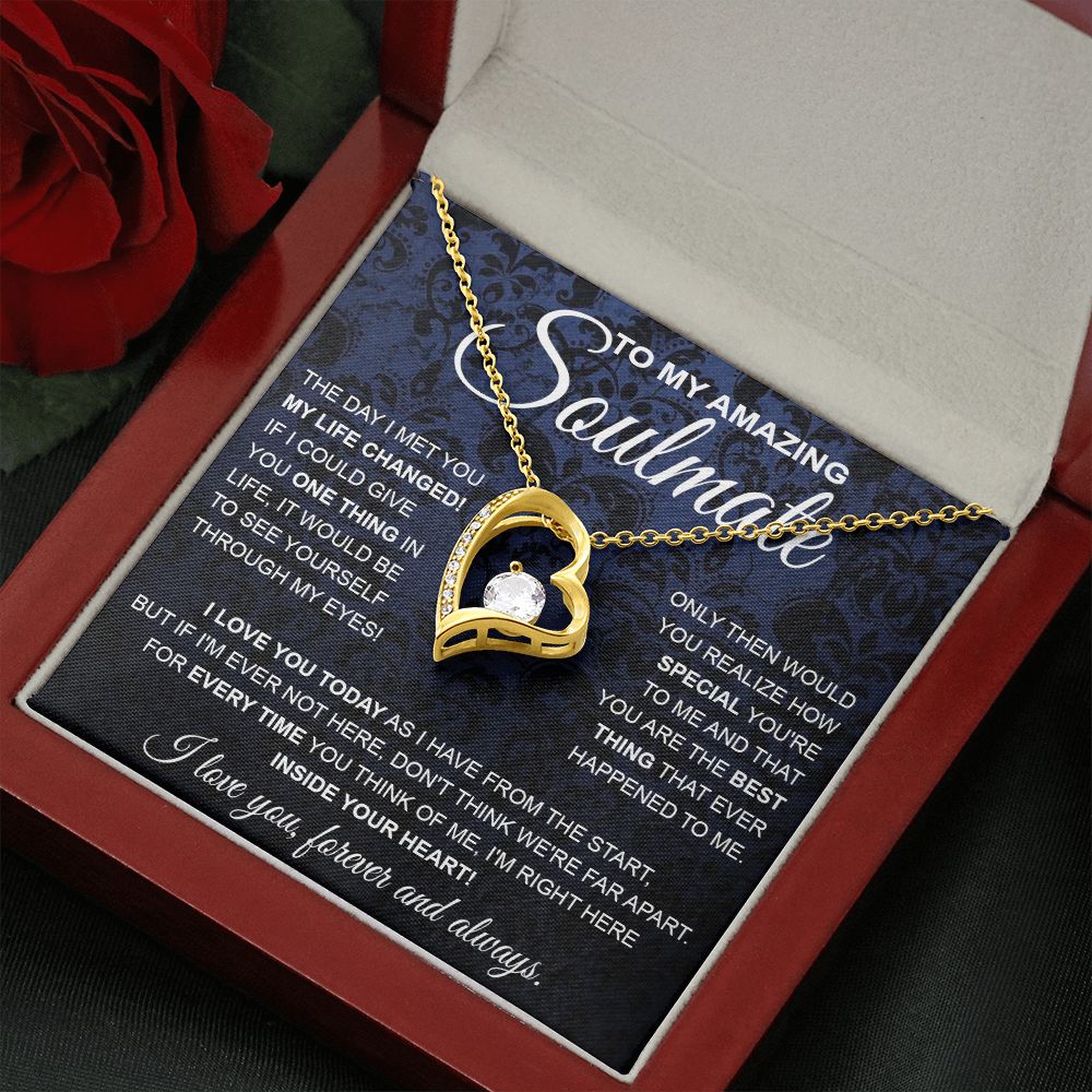 to My Soulmate Necklace, Soulmate Jewelry for Women, Wife Gifts from Husband, Anniversary Necklace for Wife Soulmate Gifts Future Wife Necklace Message Card and Gift Box Styles on Birthday, Wedding, Anniversary, Valentine Forever Love