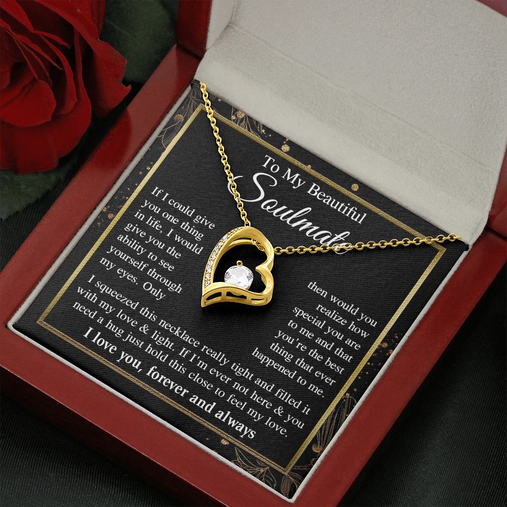 Soulmate Necklace Gift for Her, Soulmate Jewelry, Necklace for Future Wife, Valentine Jewelry for Wife Necklace Gifts from Husband - Soulmate Gift Necklace with Message Card and Gift Box Forever Love