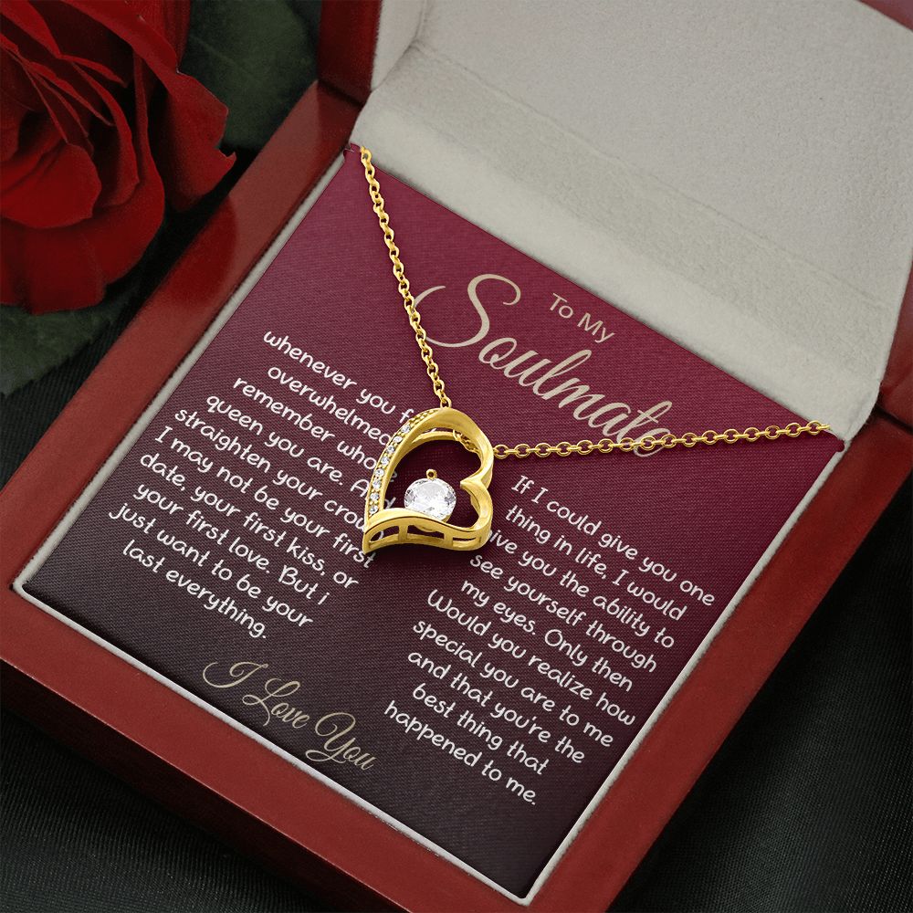 To My Soulmate Necklace For Women, Couple Gifts For Girlfriend, Valentine Christmas Presents For Girlfriend, Valentine Necklace Gifts For Wife, Women Romantic Jewelry For Her Vanlentine Day's Message Card and Gift Box Styles Forever Love