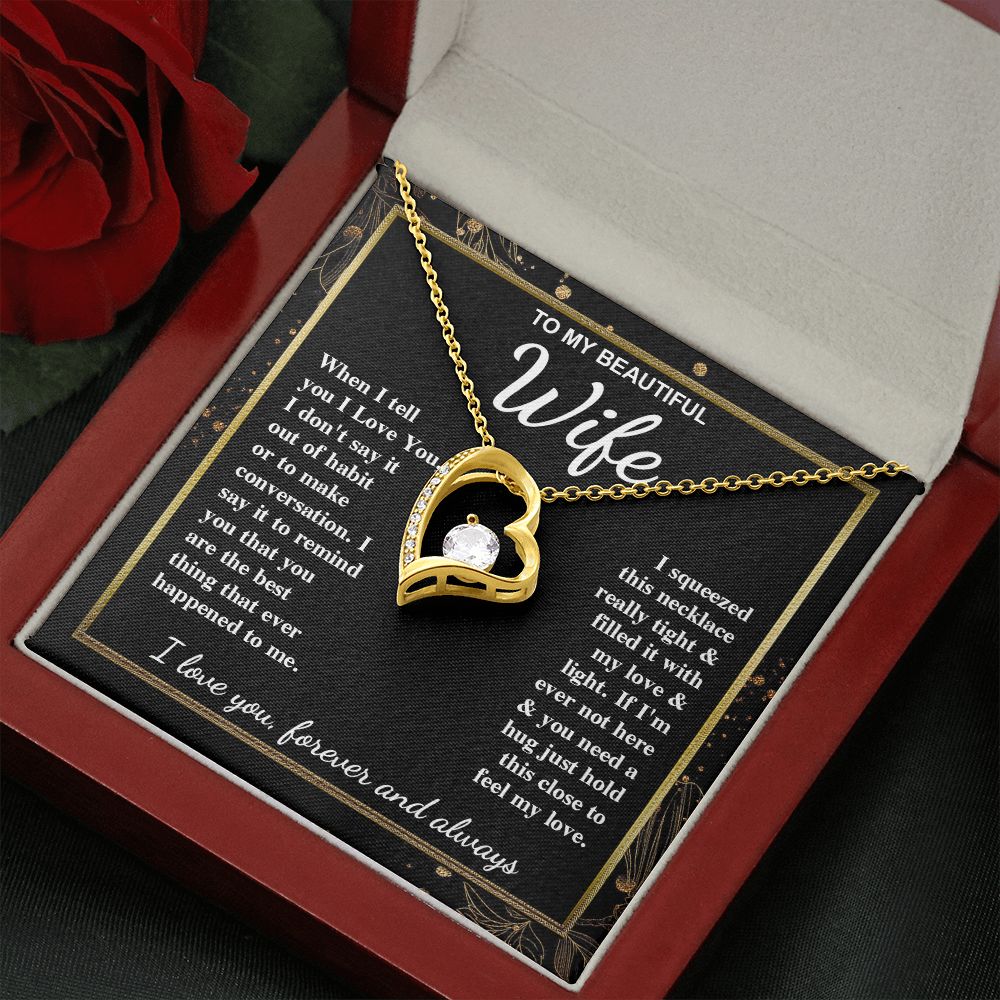 To My Beautiful Wife Necklace Gift for Her, Soulmate for Wife Valentine Gifts from Husband, Wedding for Women, Soulmate Gifts, Message Card and Necklace Gifts Box Gift Box Styles on Birthday, Wedding, Anniversary, Valentine Forever Love