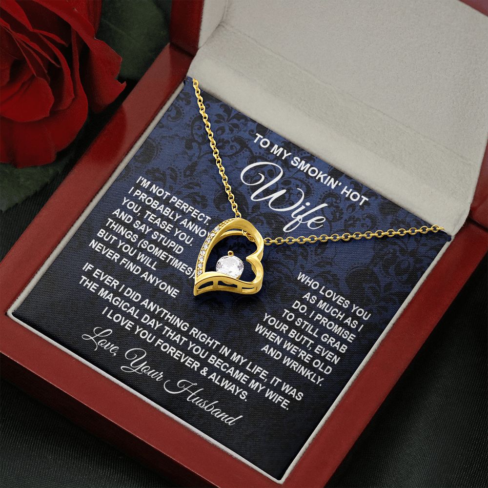 Wife Necklace Gifts from Husband, Wedding Gifts for Wife from Husband, Wife Valentine Gifts from Husband, To My Wife Necklace Message Card and Necklace Gifts Box Gift Box Styles on Birthday, Wedding, Anniversary, Valentine Forever Love