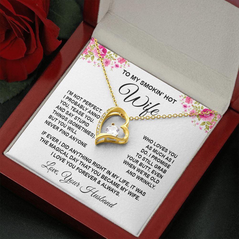 Wife Necklace Gifts from Husband, Wedding Anniversary Gifts for Wife from Husband, Wife Valentine Gifts from Husband, To My Wife Necklace Message Card and Necklace Gifts Box Gift Box Styles on Birthday, Wedding, Anniversary, Valentine Forever Love