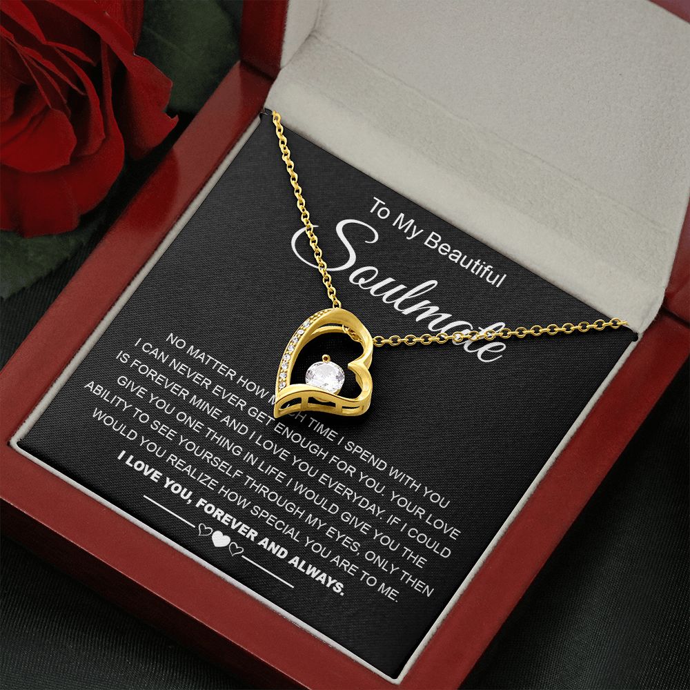 To My Beautiful Soulmate Necklace Birthday Gifts for Wife Gifts from Husband, Wife Valentine Gifts, Gifts for Wife, Message Card and Necklace Gift Box Gift Box Styles on Birthday, Wedding, Anniversary, Valentine Forever Love