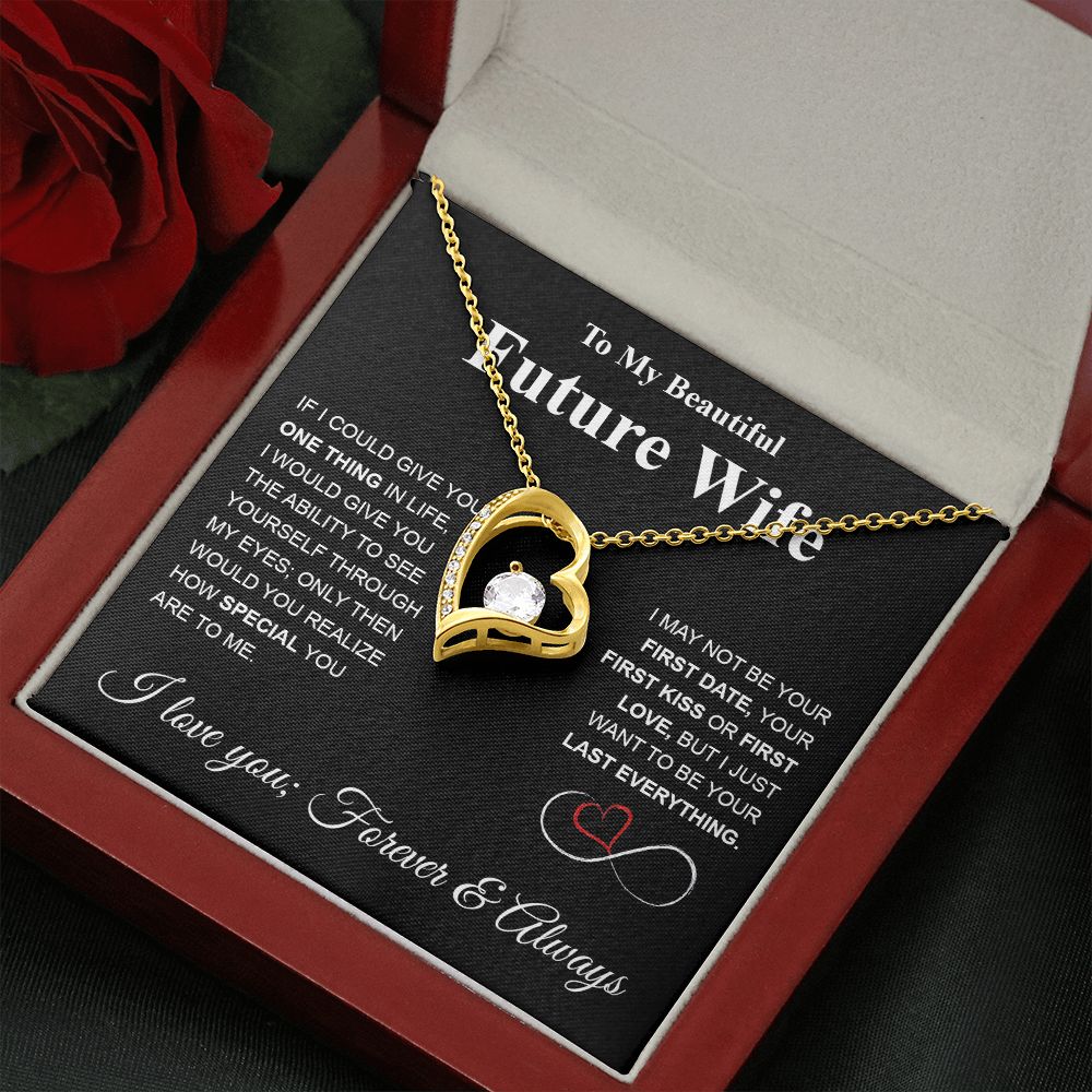 Future Wife Necklace My Last Everything, Promise Necklace For Her, Fiance Gifts For Her, Valentine Gifts For Future Wife With Message Card Box LED, Soulmate Necklace For Women, To My Wife Necklace Forever Love