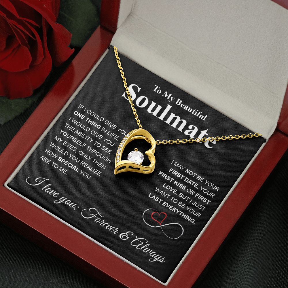 To My Beautiful Soulmate Necklace My Last Everything, Promise Necklace For Her, Fiance Gifts For Her, Valentine Gifts For Future Wife With Message Card Box LED, Soulmate Necklace For Women, To My Wife Necklace Forever Love