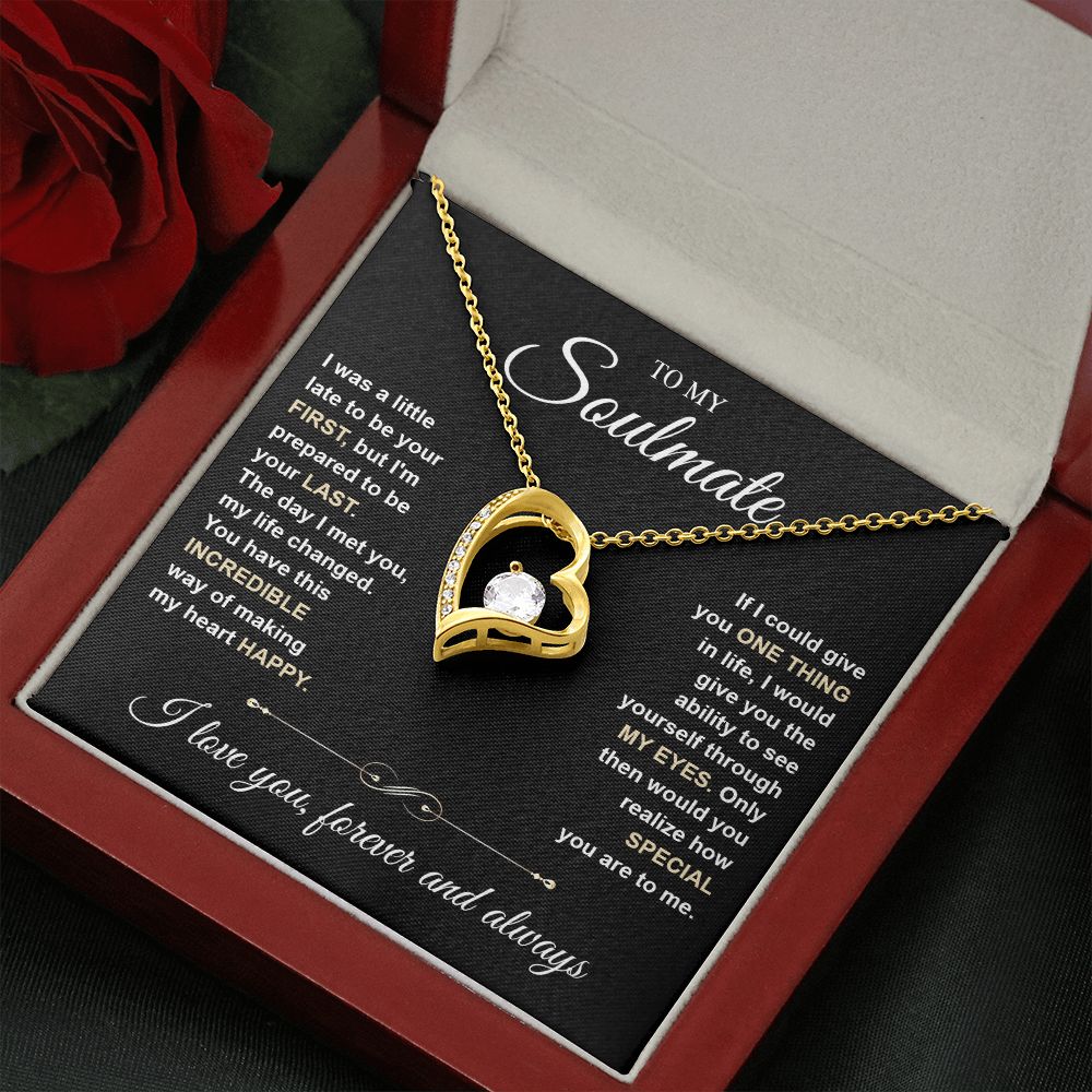 To My Soulmate Necklace for Women, Necklaces For Wife from Husband, Soulmate Jewelry to My Future Wife Necklace and Necklace For Girlfriend with Message Card and Necklace Gift Box Gift Box Styles on Birthday, Christmas, Wedding, Anniversary Forever Love