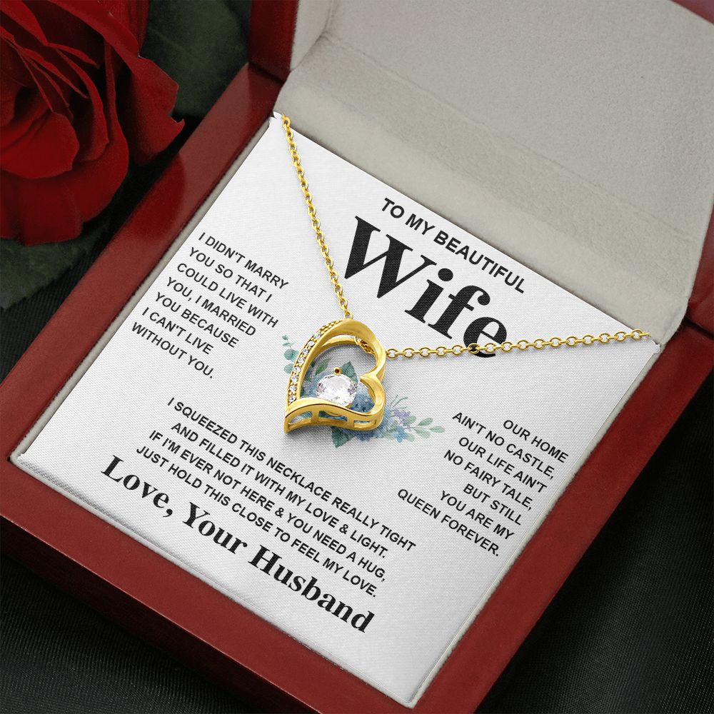 Wife Necklace Gift From Husband To My Badass Wife Pendant Valentines Day Anniversary Jewelry with Message Card and Gift Box. Gift for Wife. Necklace Gift Set for Wife Message Card and Necklace Gifts Box Gift Box Styles Forever Love