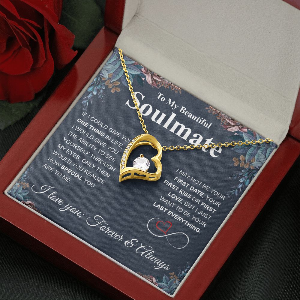 To My Beautiful Soulmate Necklace My Last Everything, Promise Necklace For Her, Fiance Gift For Her, Wedding Gifts For Future Wife With Message Card Box LED, Soulmate Necklace For Women, To My Wife Necklace Forever Love