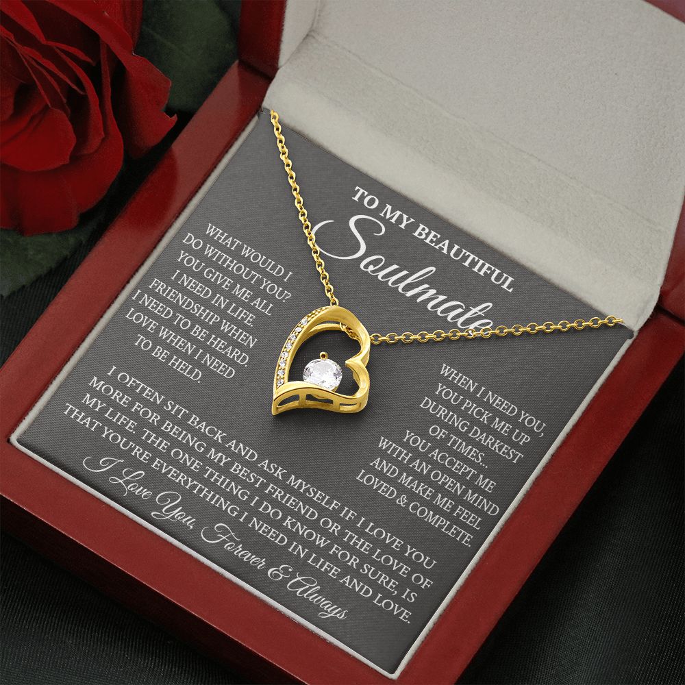 Couples Gifts Necklace To My Soulmate Necklace, Necklace Gifts For Wife From Husband Jewelry Romantic Gifts For My Wife Necklace Message Card and Gift Box Styles on Birthday, Christmas, Wedding, Anniversary, Valentine Forever Love