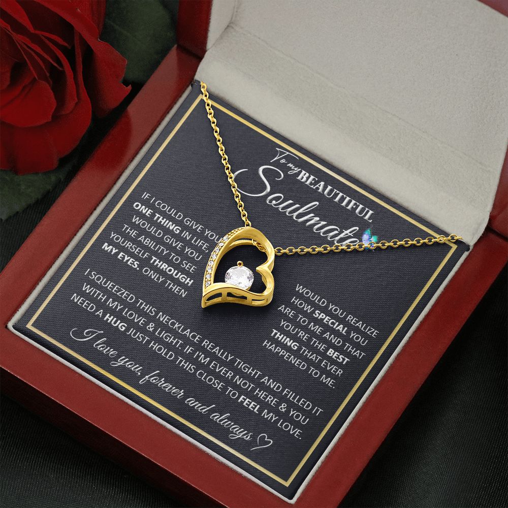 Couples Gifts, To My Beautiful Soulmate Necklace Gifts From Husband, Wedding Anniversary For Wife From Husband, To My  Wife Necklace, Necklace Custom Name Message Card and Gift Box Styles on Birthday, Christmas, Wedding, Anniversary Forever Love