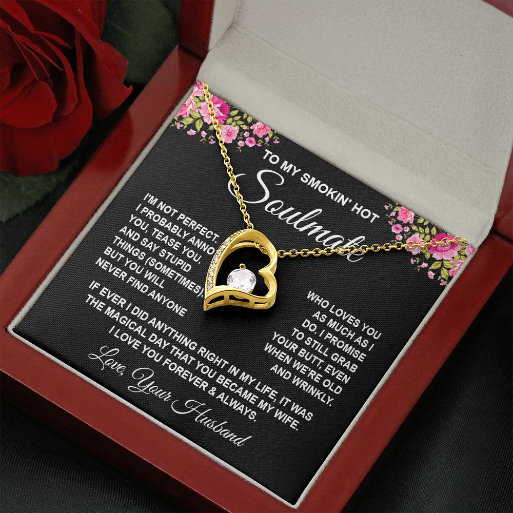 Soulmate Necklace Gifts from Husband, Wedding Gifts for Wife from Husband, Wife Birthday Gifts from Husband, To My Wife Necklace Message Card and Necklace Gifts Box Gift Box Styles on Birthday, Wedding, Anniversary, Valentine Forever Love